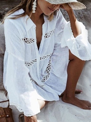 Tops De Praia Femininos De Retalhos Simples Com Visual De Praia