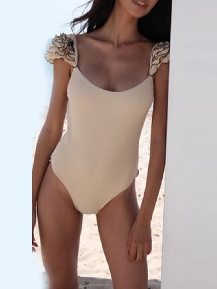 Traje De Banho Feminino Falbala Plain Beach Look