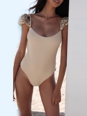 Traje De Banho Feminino Falbala Plain Beach Look