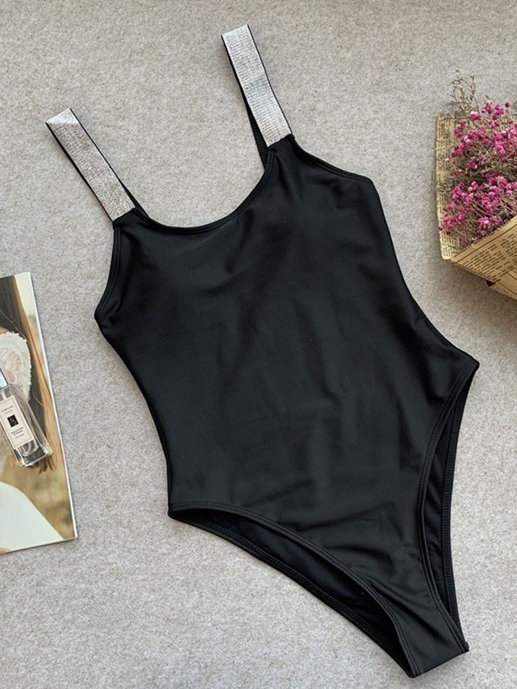 Traje De Banho Liso Feminino Com Look De Praia Em Patchwork