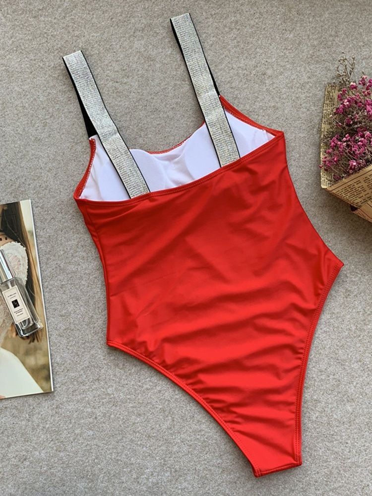 Traje De Banho Liso Feminino Com Look De Praia Em Patchwork
