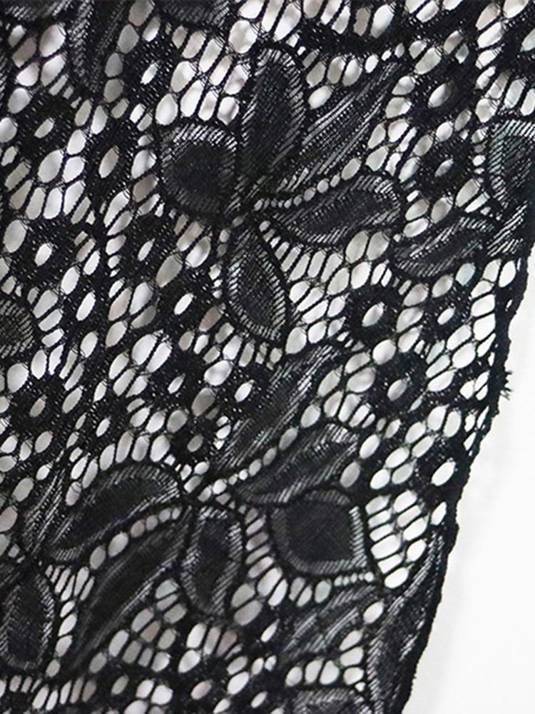 Vestido Feminino Plus Size Preto Liso De Renda Lisa Praia Sexy