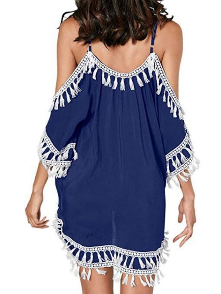 Vestidos De Praia Com Borla Acima Do Joelho Com Borla Na Praia