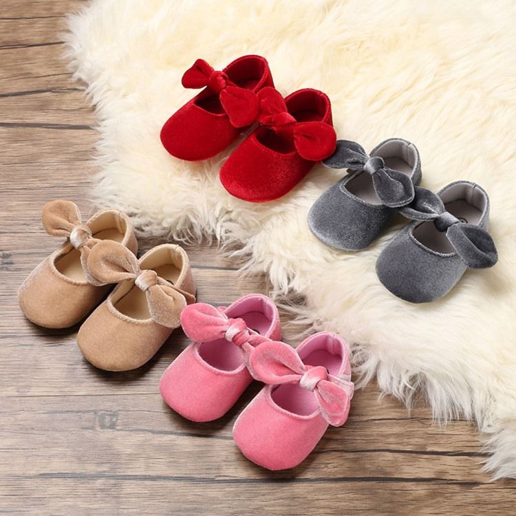 Sapatilhas De Velcro Bowknot Para Crianças
