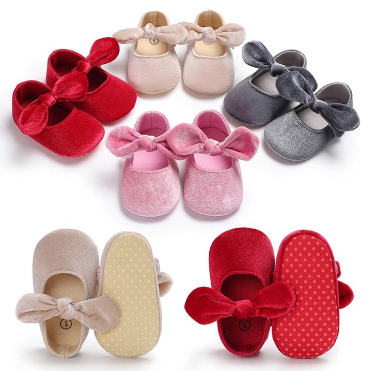 Sapatilhas De Velcro Bowknot Para Crianças