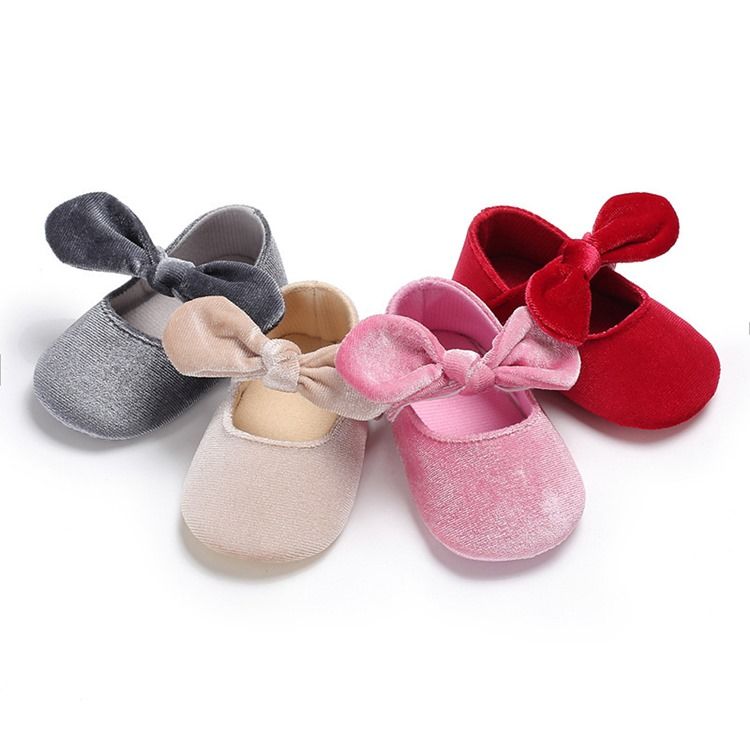 Sapatilhas De Velcro Bowknot Para Crianças