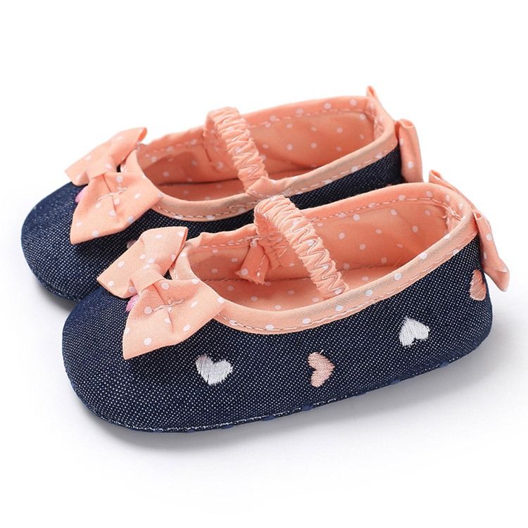 Sapatos De Criança De Bolinhas Bordados