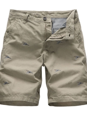 Animal Bordado Reto De Cintura Média Shorts Masculinos Casuais