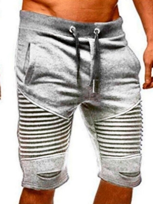 Calça Casual Masculina De Bolso Reto Listrada Com Cintura Média
