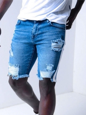 Calça Jeans Masculina De Cintura Média Gradiente E Buraco Reto Europeu