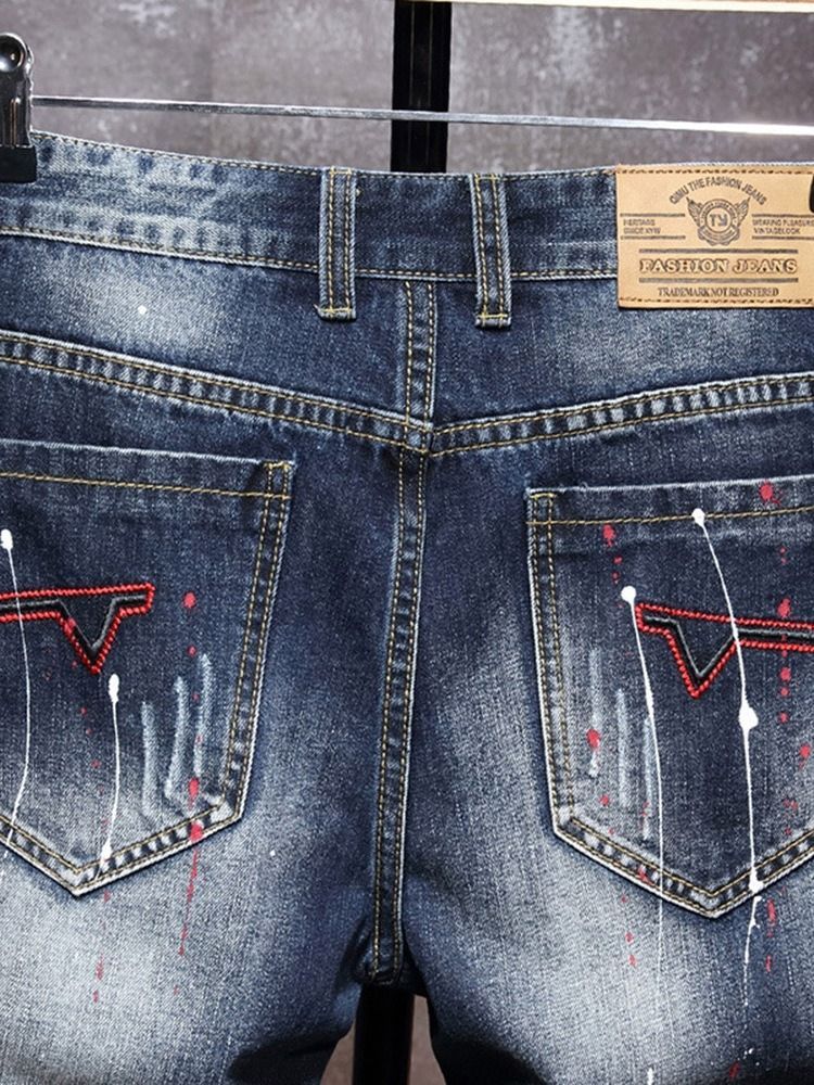 Calça Jeans Masculina Coreano Com Bolso Reto E Cintura Média