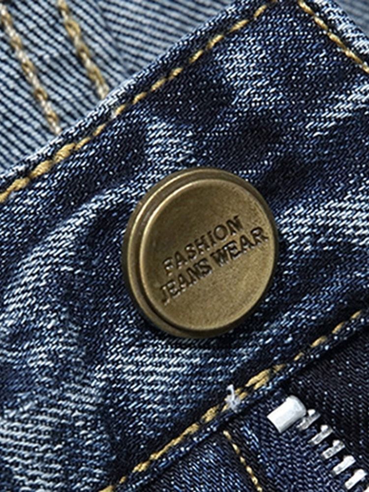 Calça Jeans Masculina Coreano Com Bolso Reto E Cintura Média