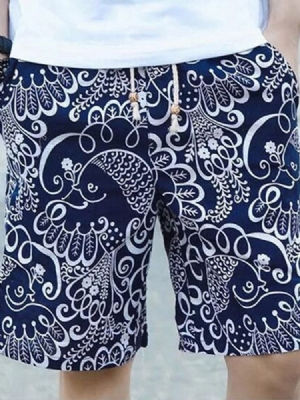 Calção Casual Masculino Em Bloco De Cores Estampado Reto