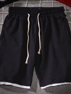 Calças Casuais Masculinas Retas Com Cordões