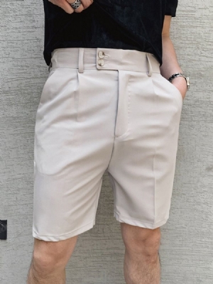 Calções Casuais Masculinos Com Zíper Reto Liso Coreano Zíper
