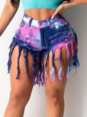 Calções Femininos De Cor Block Bellbottoms Com Zíper Slim