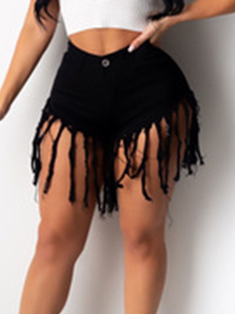 Calções Femininos De Cor Block Bellbottoms Com Zíper Slim