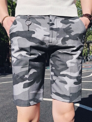 Calções Zipper Straight Camouflage Zipper Masculino