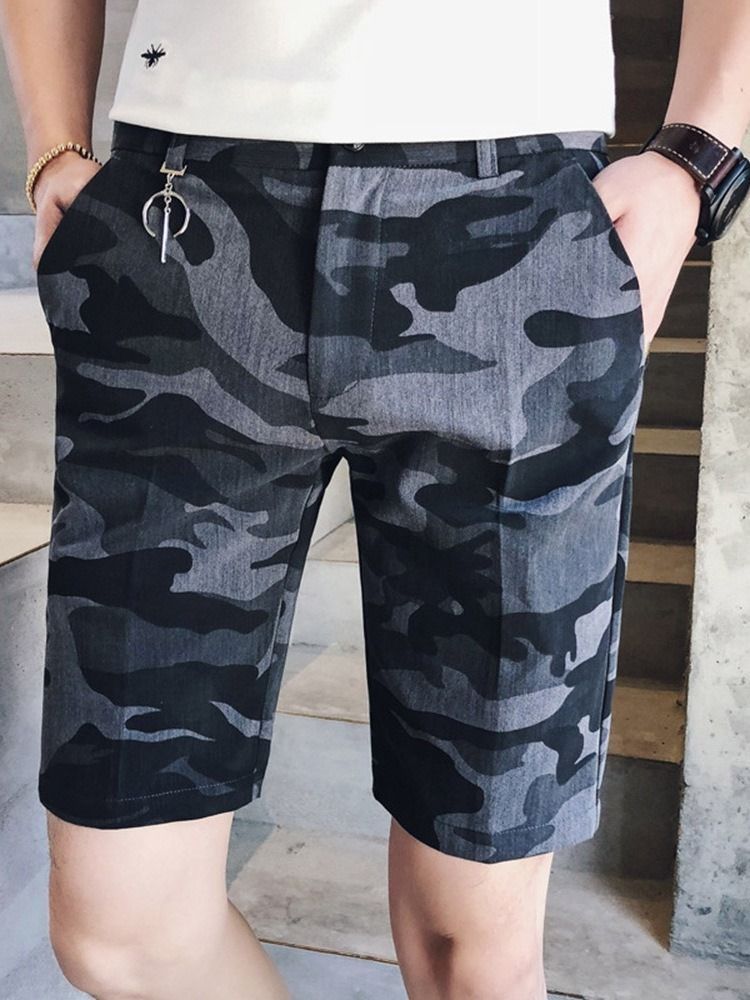 Calções Zipper Straight Camouflage Zipper Masculino