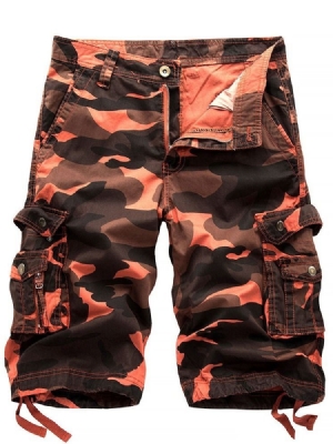 Estampa Calça Curta Masculina Com Zíper De Camuflagem Reta
