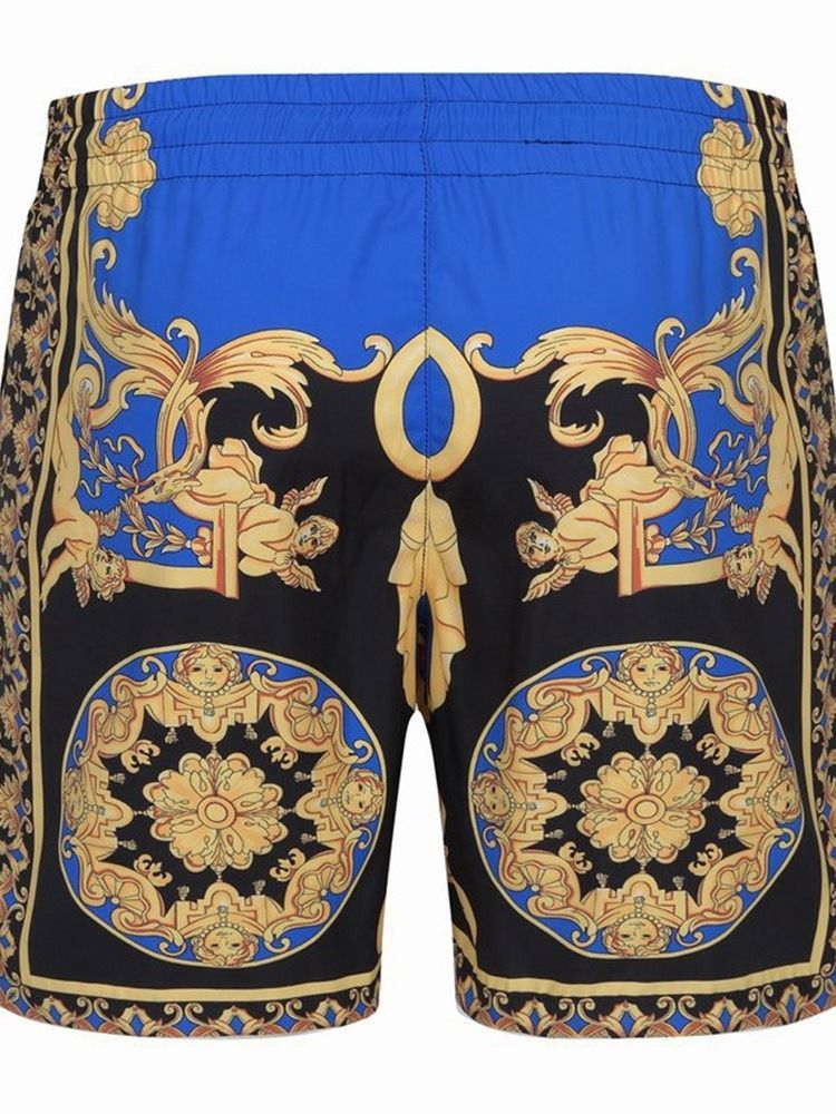Estampa Shorts Masculinos Europeus Finos Com Cordões Florais