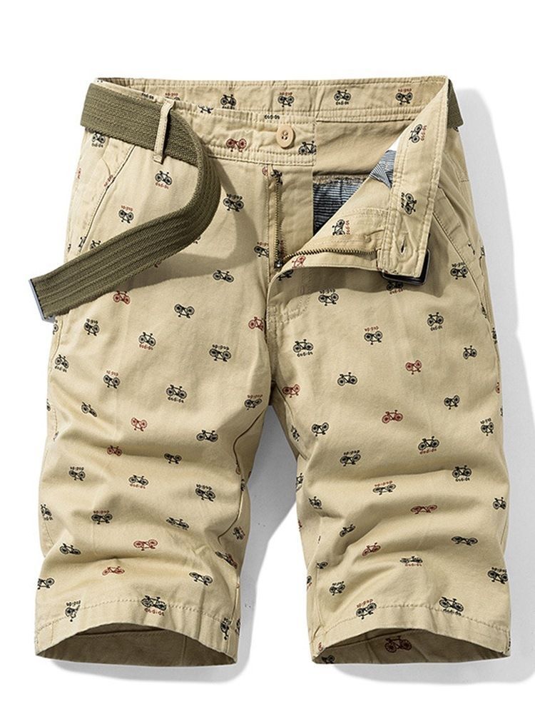 Imprimir Shorts Casual Masculino Com Botão Esguio