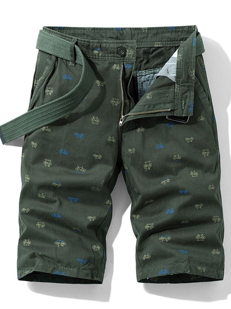 Imprimir Shorts Casual Masculino Com Botão Esguio