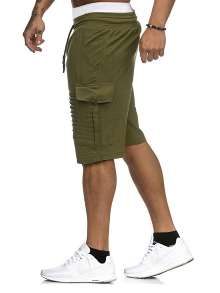 Short Harem Solto Liso Cintura Baixa Calção Casual Masculino