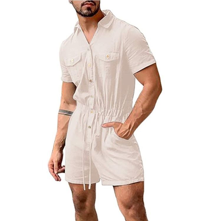 Shorts De Bolso Liso Masculino Macacões Macacões