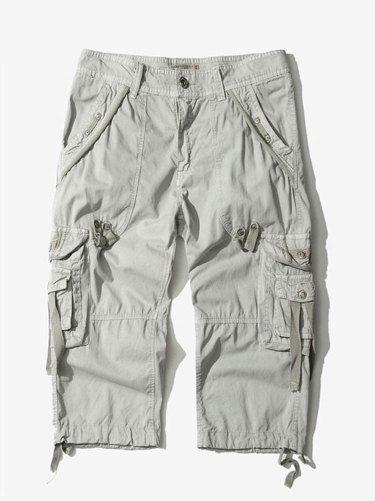 Shorts Cargo Masculino Com Bolso Liso Cintura Média
