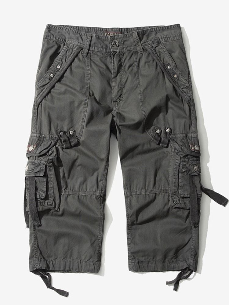Shorts Cargo Masculino Com Bolso Liso Cintura Média