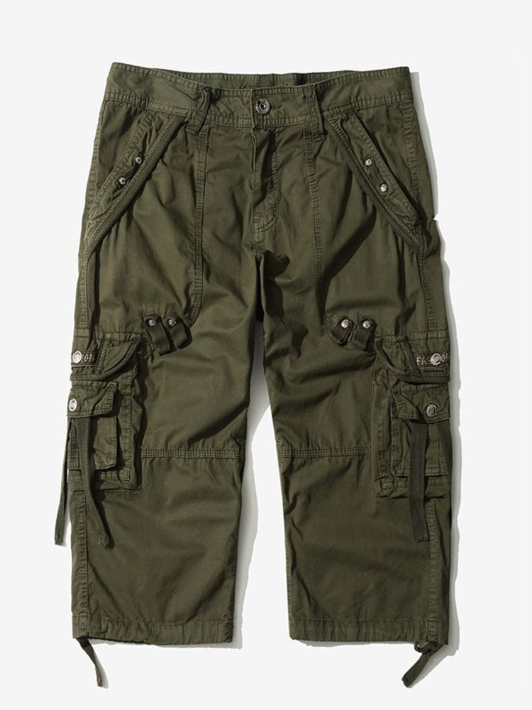 Shorts Cargo Masculino Com Bolso Liso Cintura Média
