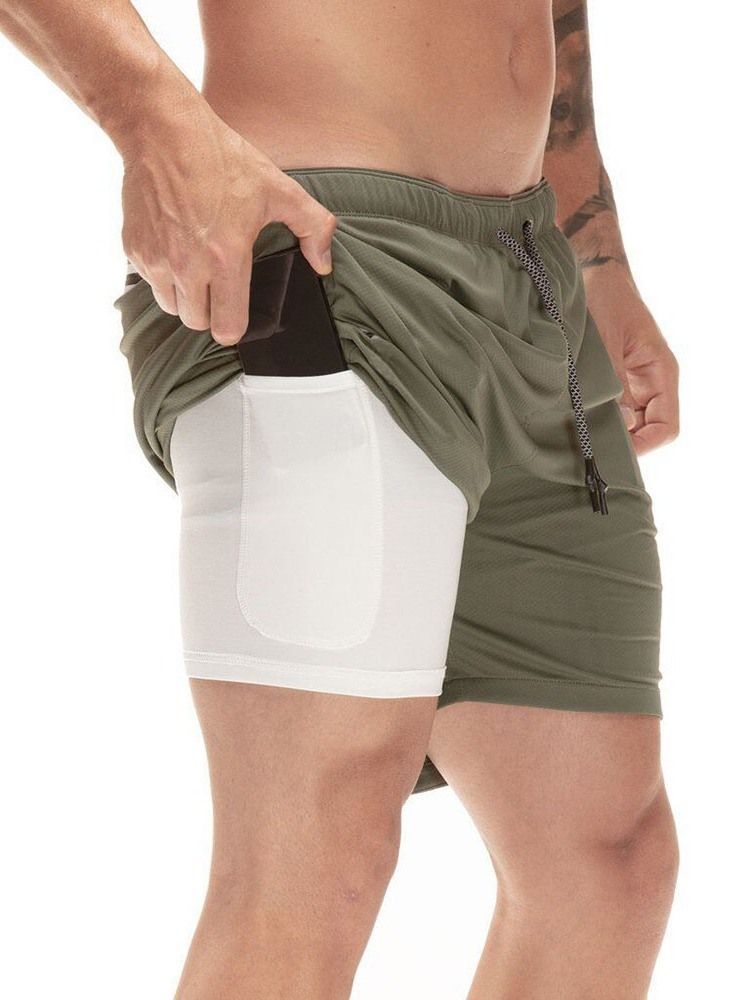 Shorts Casuais Masculinos Com Cordões