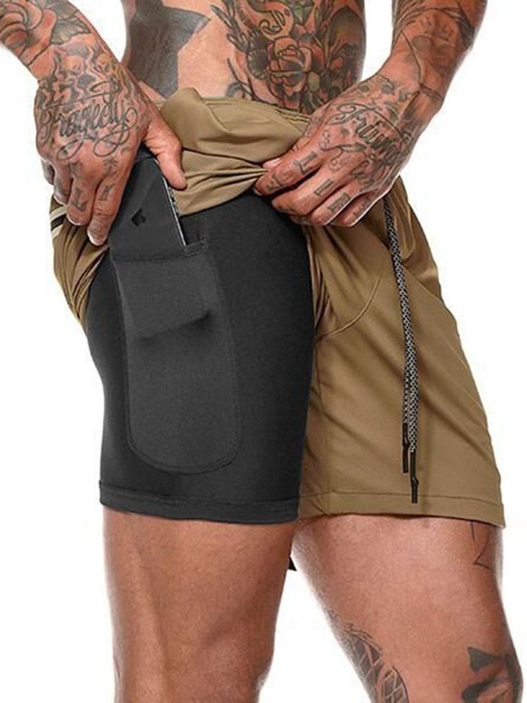 Shorts Casuais Masculinos Com Cordões
