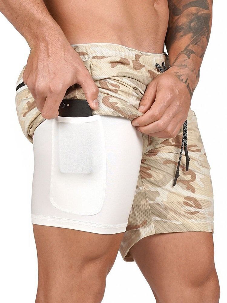Shorts Casuais Masculinos Com Cordões