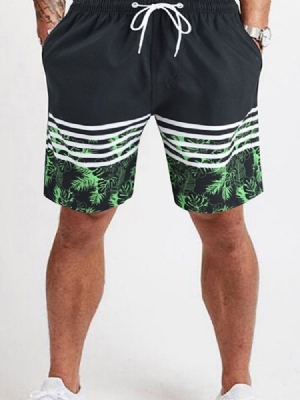 Shorts Casuais Masculinos Com Cordões E Cintura Média