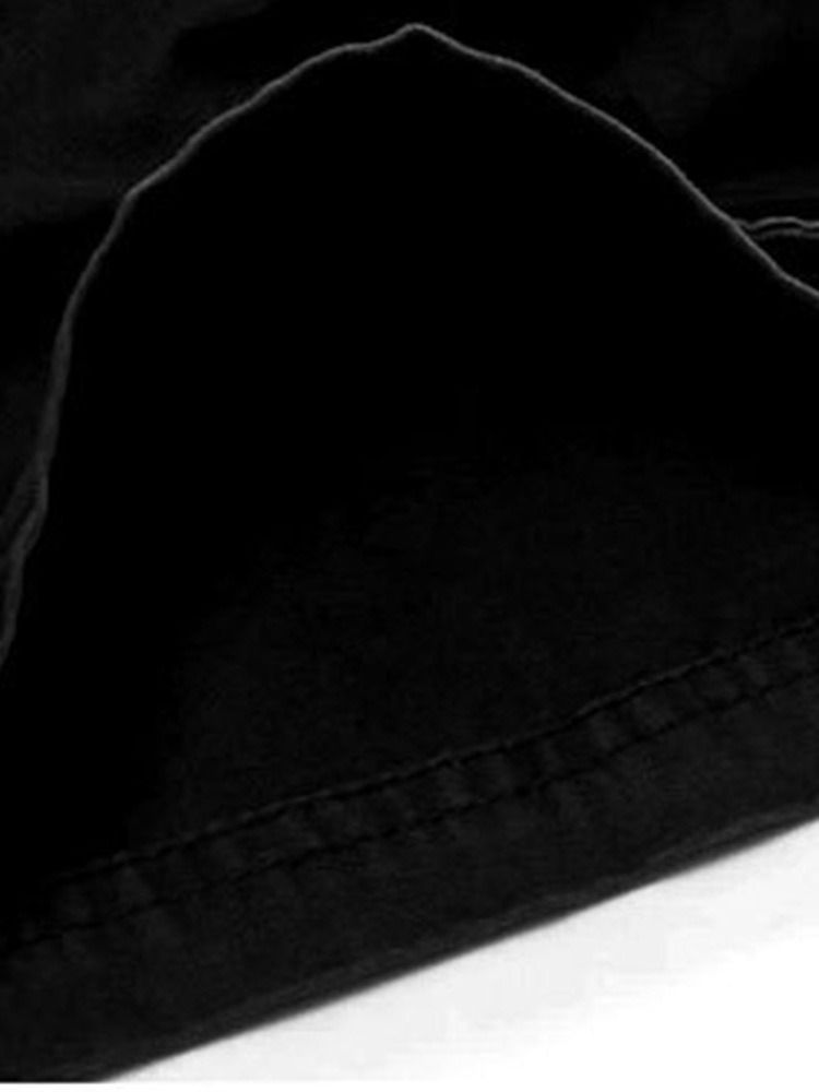 Shorts Casuais Masculinos Com Zíper Reto Liso De Cintura Média