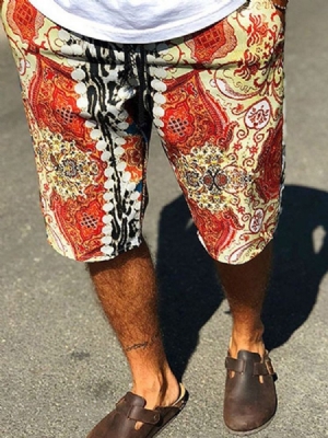 Shorts Casuais Masculinos Elegantes Com Estampa Floral