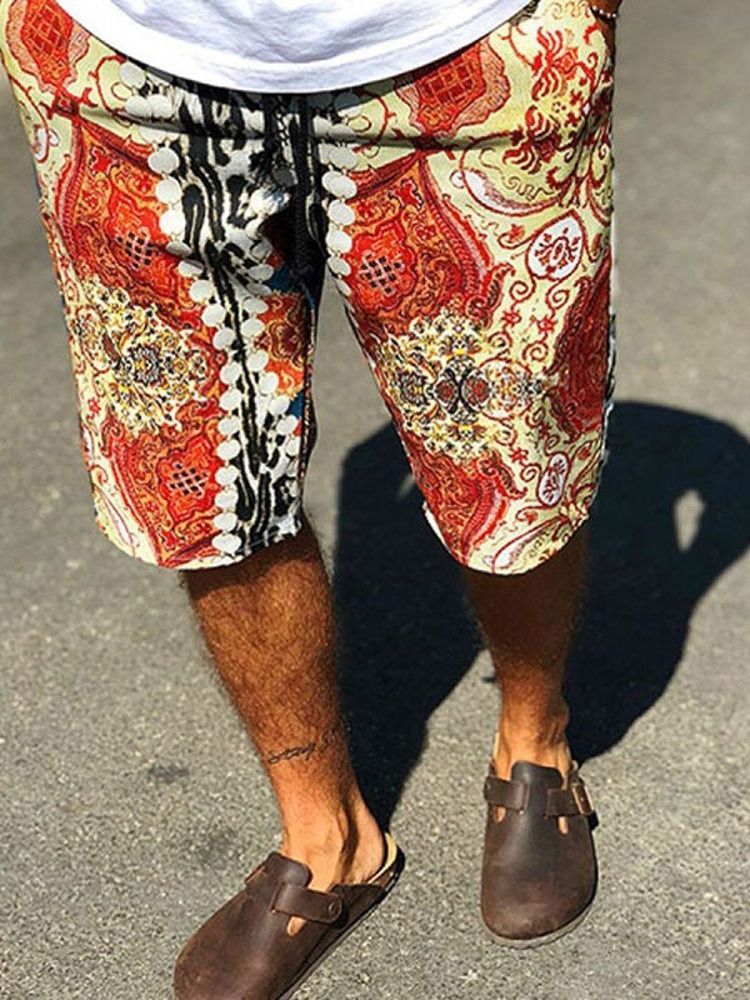 Shorts Casuais Masculinos Elegantes Com Estampa Floral