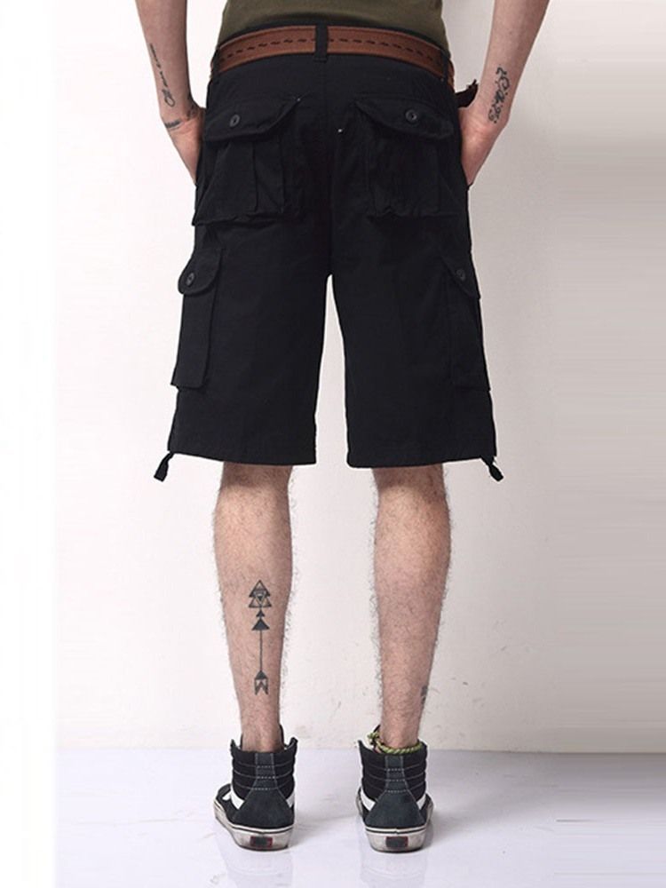 Shorts De Cintura Baixa Casual Masculinos Com Bolso Liso Cintura Média
