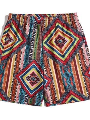 Shorts Elásticos Masculinos Com Estampa Solta