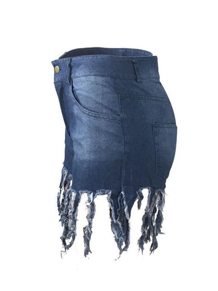 Shorts Femininos Com Borla Lisa Reta E Cintura Média