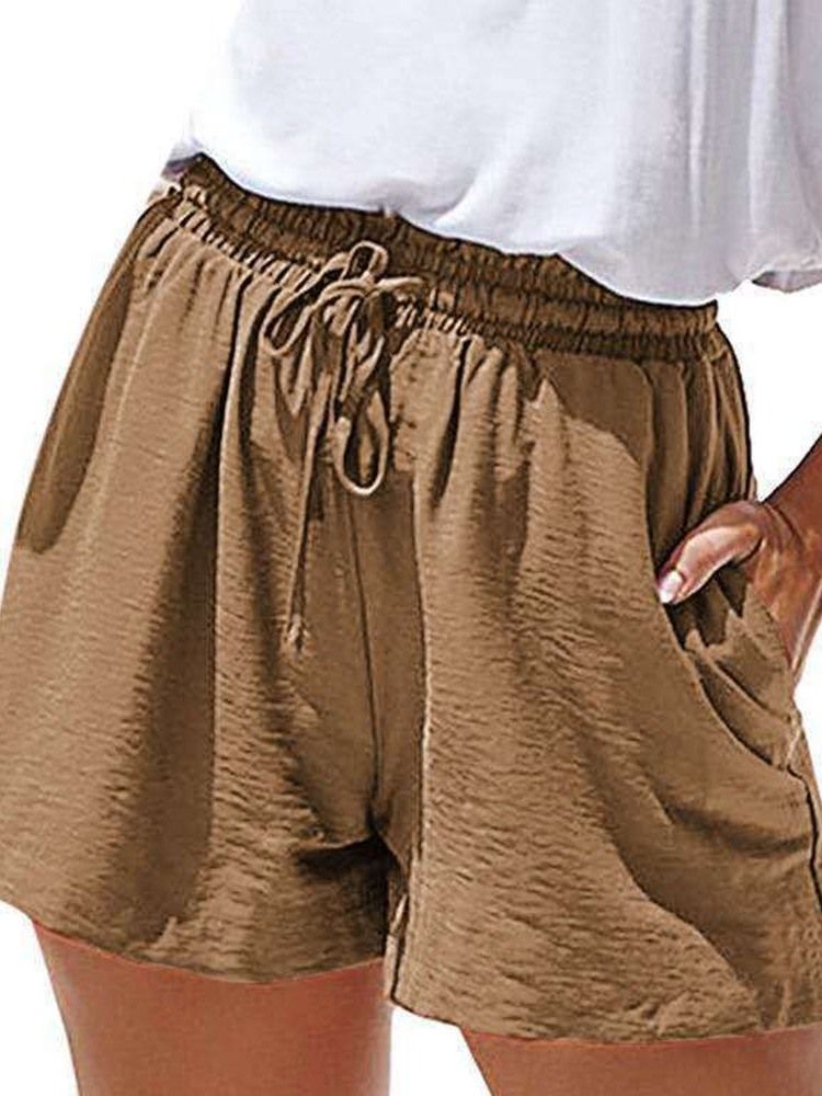 Shorts Femininos De Renda Simples E Lisos De Bolso