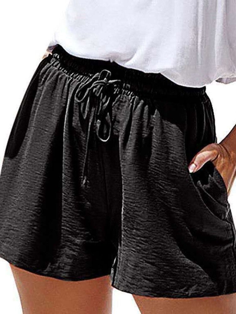 Shorts Femininos De Renda Simples E Lisos De Bolso