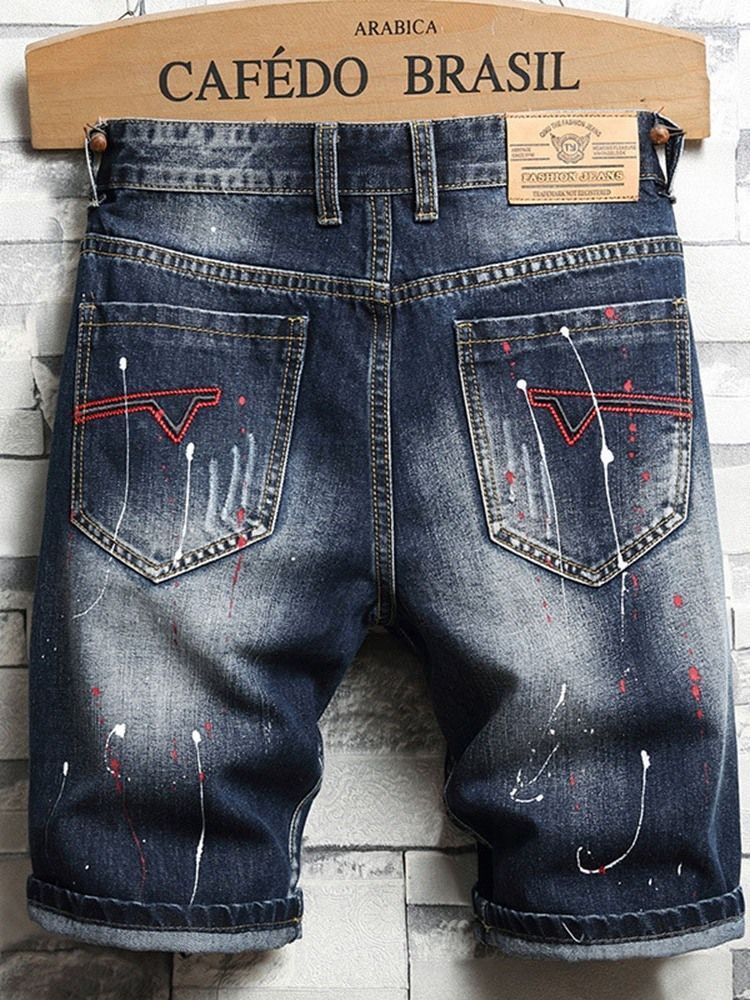 Shorts Hole Straight Cintura Média Casual Masculina