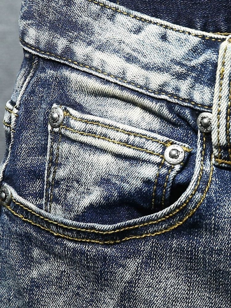 Shorts Jeans Masculino Com Zíper Liso Cintura Média