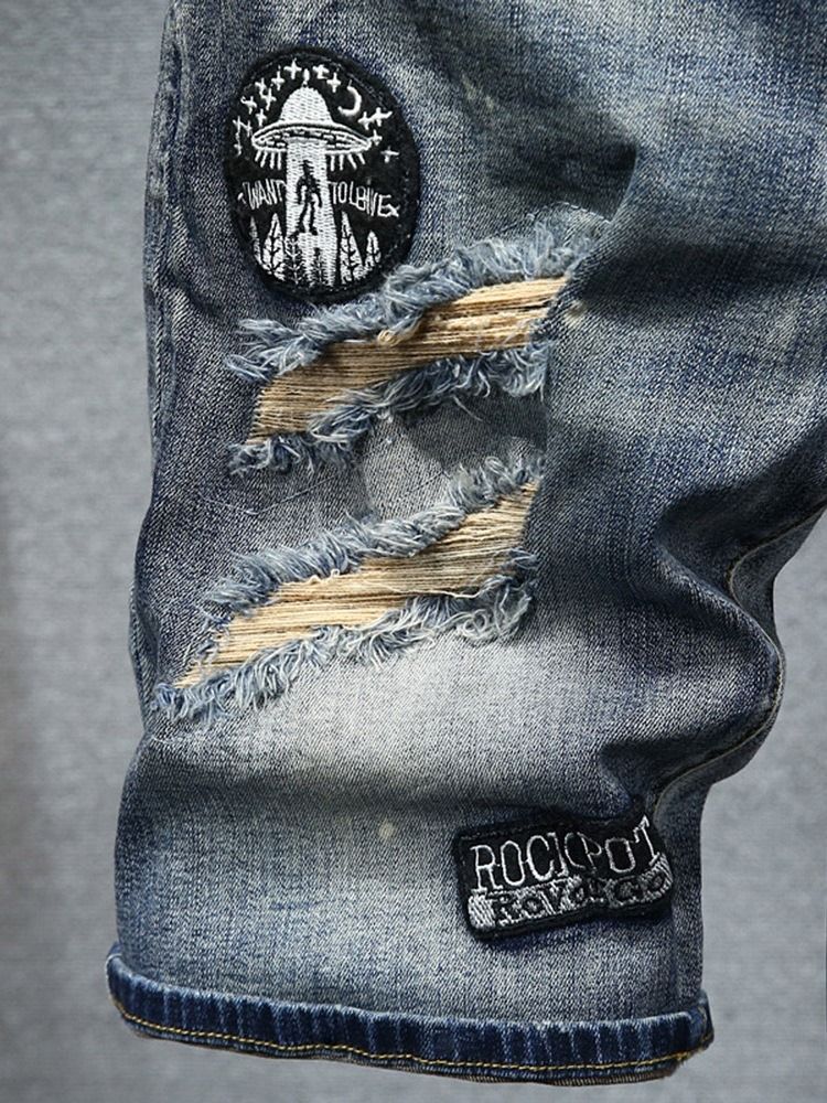 Shorts Jeans Masculino Com Zíper Liso Cintura Média