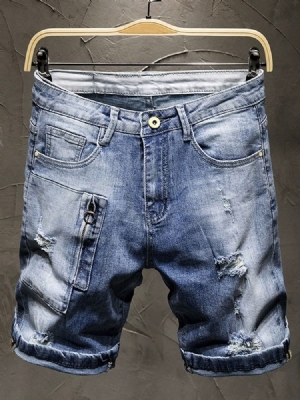 Shorts Jeans Masculinos Com Zíper Fino