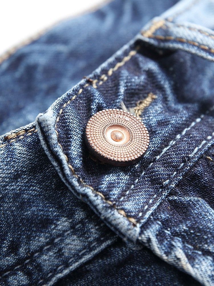 Shorts Jeans Masculinos Com Zíper Reto De Bolso