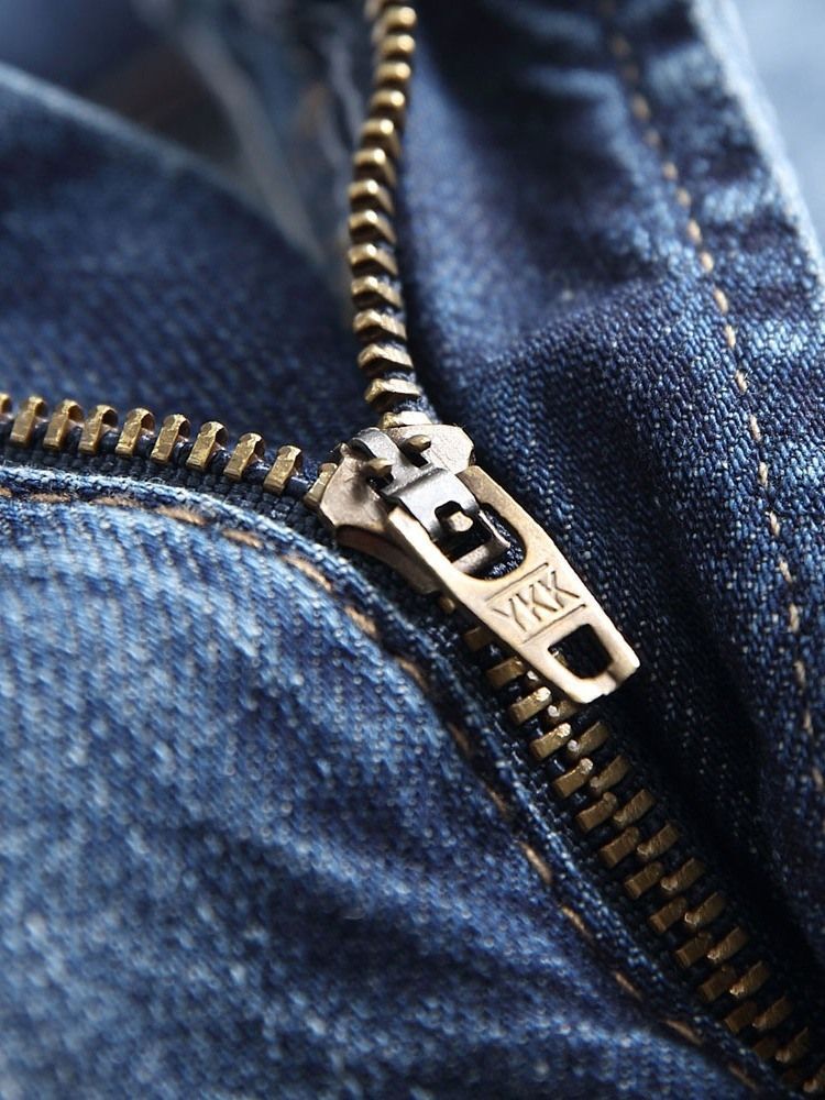 Shorts Jeans Masculinos Com Zíper Reto De Bolso
